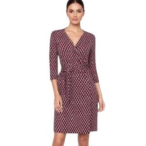 Diane von Furstenberg New Julian Two Wrap Dress Purple White Size 2 NWOT